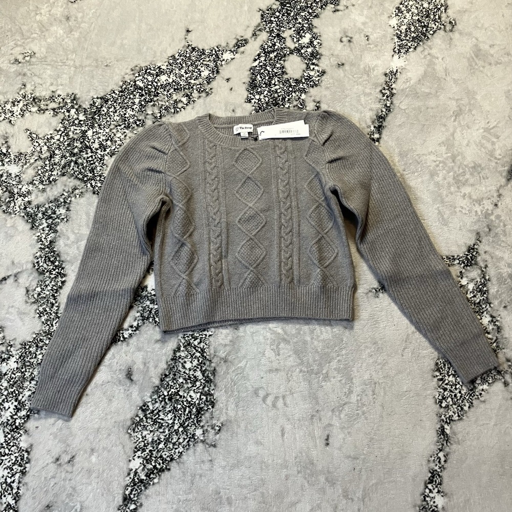 The Drop Sweater Womens Size‎ XS Gray Gloria Cable Knit Crop Pullover